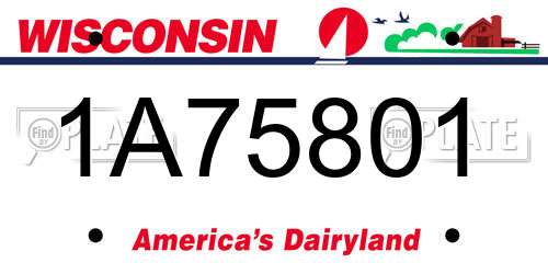 1A75801 Wisconsin License Plate
