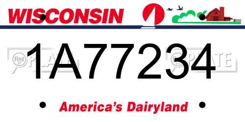 1A77234 Wisconsin License Plate
