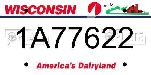 1A77622 Wisconsin License Plate