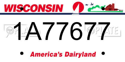 1A77677 Wisconsin License Plate