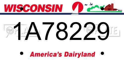1A78229 Wisconsin License Plate