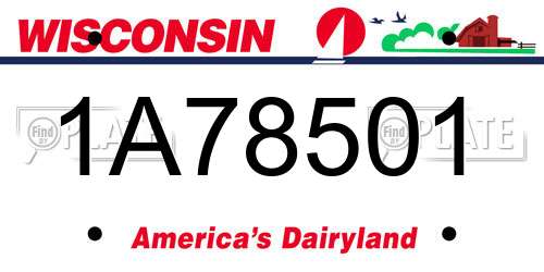 1A78501 Wisconsin License Plate