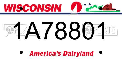 1A78801 Wisconsin License Plate