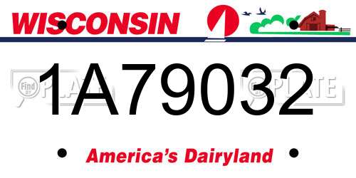 1A79032 Wisconsin License Plate