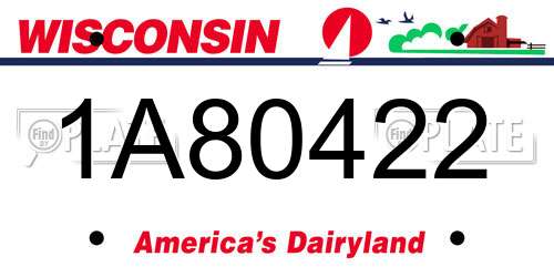 1A80422 Wisconsin License Plate
