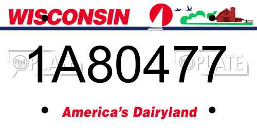 1A80477 Wisconsin License Plate