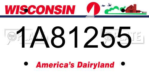 1A81255 Wisconsin License Plate