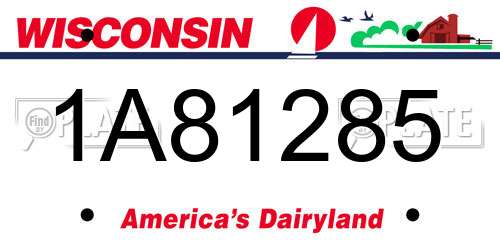1A81285 Wisconsin License Plate