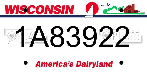 1A83922 Wisconsin License Plate