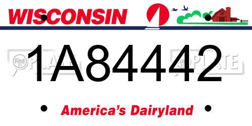 1A84442 Wisconsin License Plate