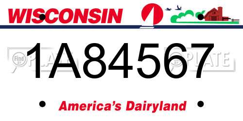 1A84567 Wisconsin License Plate