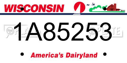 1A85253 Wisconsin License Plate
