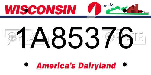 1A85376 Wisconsin License Plate