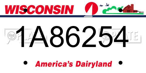 1A86254 Wisconsin License Plate