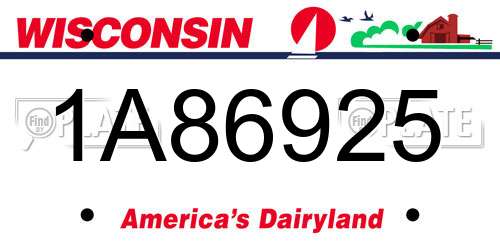 1A86925 Wisconsin License Plate