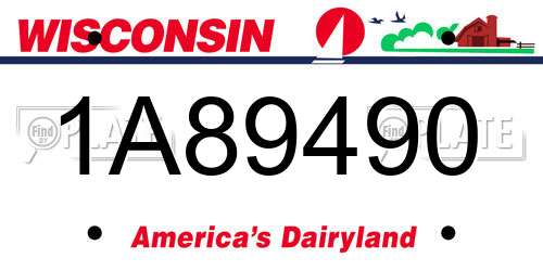 1A89490 Wisconsin License Plate