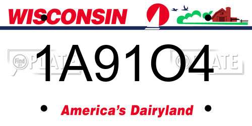 1A91O4 Wisconsin License Plate