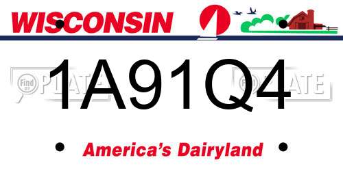 1A91Q4 Wisconsin License Plate