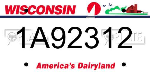 1A92312 Wisconsin License Plate
