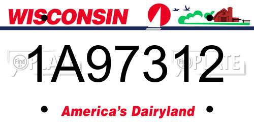 1A97312 Wisconsin License Plate