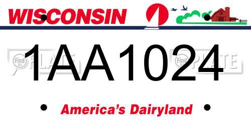 1AA1024 Wisconsin License Plate