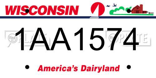 1AA1574 Wisconsin License Plate