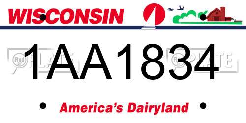 1AA1834 Wisconsin License Plate