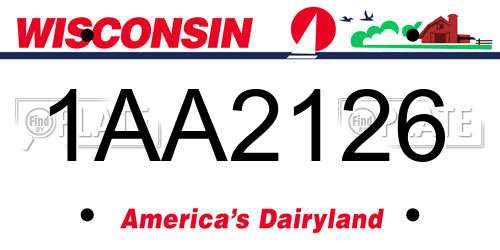 1AA2126 Wisconsin License Plate