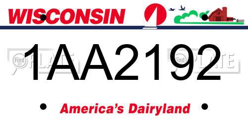 1AA2192 Wisconsin License Plate