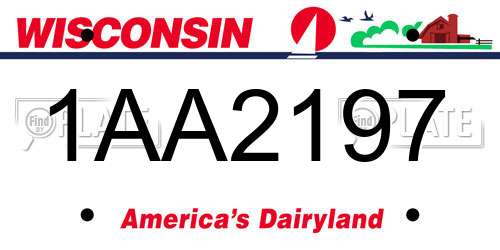 1AA2197 Wisconsin License Plate