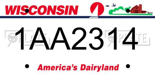 1AA2314 Wisconsin License Plate