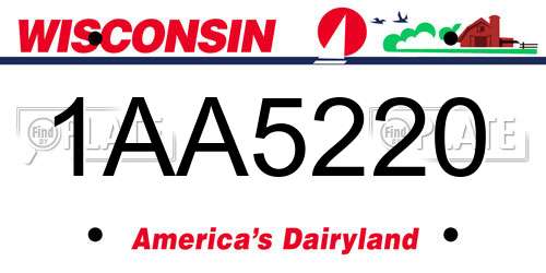 1AA5220 Wisconsin License Plate