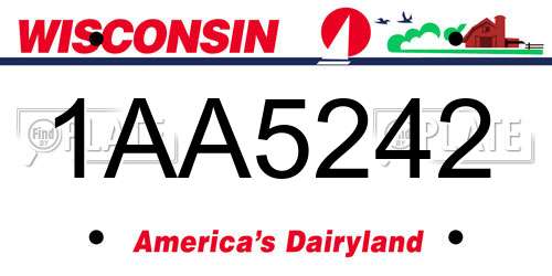 1AA5242 Wisconsin License Plate