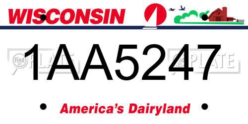 1AA5247 Wisconsin License Plate