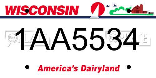 1AA5534 Wisconsin License Plate