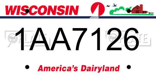 1AA7126 Wisconsin License Plate
