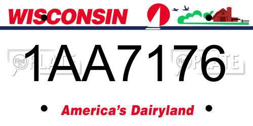 1AA7176 Wisconsin License Plate