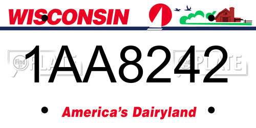 1AA8242 Wisconsin License Plate