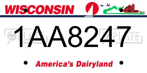 1AA8247 Wisconsin License Plate