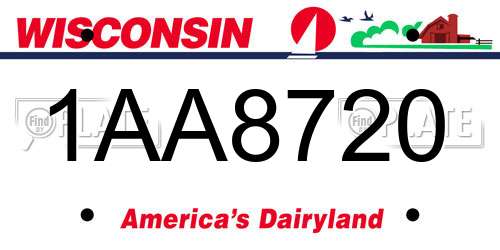1AA8720 Wisconsin License Plate