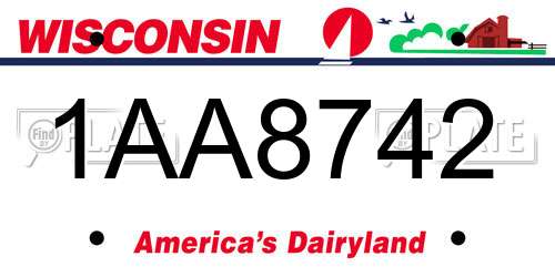 1AA8742 Wisconsin License Plate