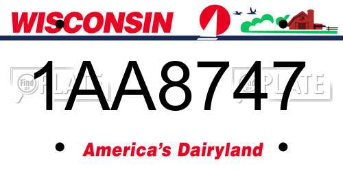 1AA8747 Wisconsin License Plate
