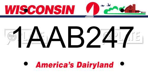 1AAB247 Wisconsin License Plate