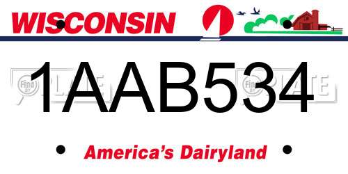 1AAB534 Wisconsin License Plate