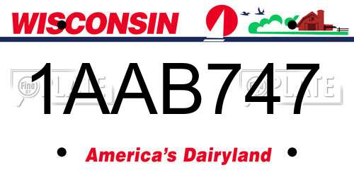 1AAB747 Wisconsin License Plate