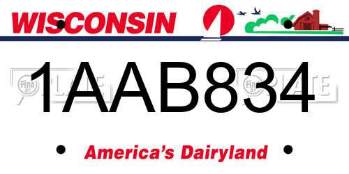 1AAB834 Wisconsin License Plate