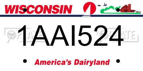1AAI524 Wisconsin License Plate