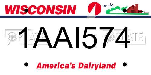 1AAI574 Wisconsin License Plate