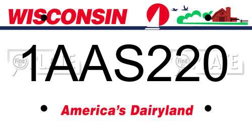 1AAS220 Wisconsin License Plate