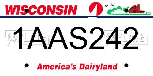 1AAS242 Wisconsin License Plate